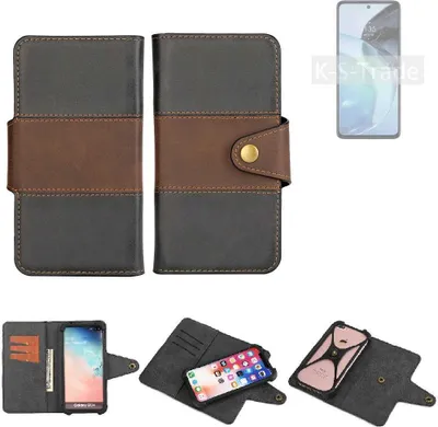 Produktbild von K-S-Trade Handyhülle Schutzhülle Hülle Bookstyle Wallet-Case kompatibel mit Motorola Moto G72 Bumper Rundumschutz schwarz-braun 1x