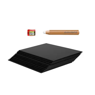 Produktbild von Spar-Set 10x Kreidetafeln A5 inkl. 1 Kreidestift XXL + Spitzer - ideal als Angebotstafel in der Gastronomie - beidseitig beschreibbar - Vorteilspack