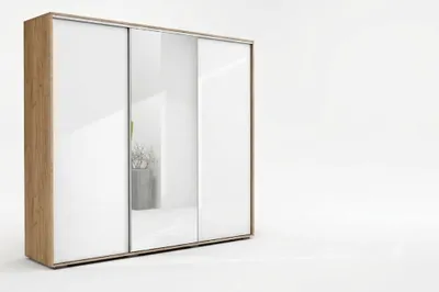 Zdjęcie produktu dla Szafa A25 craft złoty, przesuwna z lustrem - 250 x 62 x 215 cm