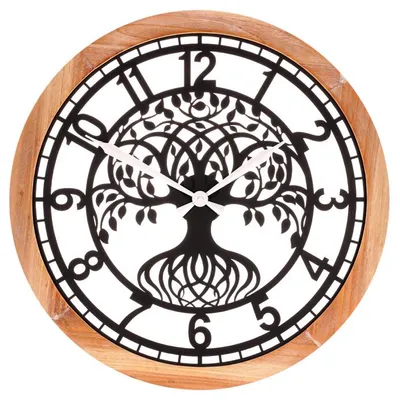 Obrázok produktu pre Autronic Hodiny nástěnné - pr. 60 cm kov a MDF strom života (HA1740)