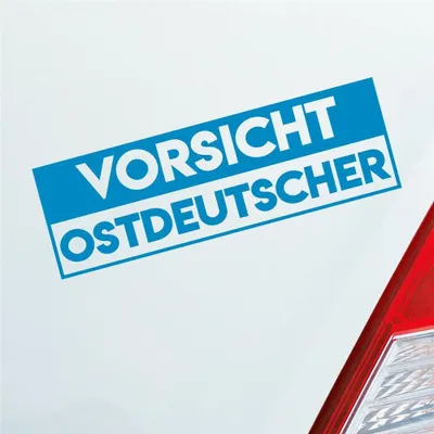 Produktbild von Auto Aufkleber Vorsicht Ostdeutscher Ostdeutschland Ossi 19x6 cm Hellblau Sticker Heckscheibenaufkleber