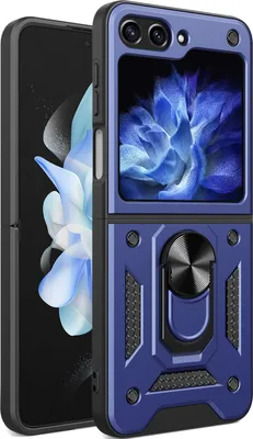 Produktbild von Hülle für Samsung Galaxy Z Flip 5 mit Ring Ständer Halter Dual Layer Rugged Schutzhülle Blau