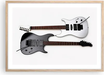 Produktbild von Gerahmtes Poster - Rahmen in heller Eiche - E-Gitarren Streicher Musikinstrument - 70x50 cm - Wand Bild - Wanddeko - Wandbilder - Wandposter - Bilderrahmen - Bilder - Kunstdruck - P2NAA70x50-0369