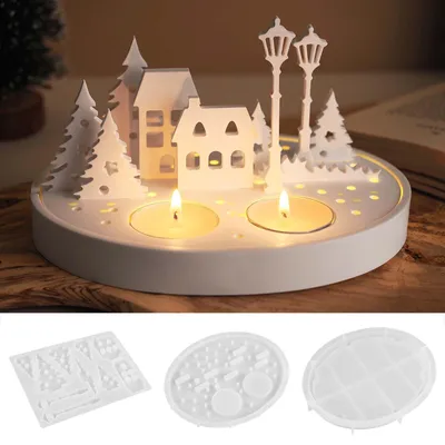 Produktbild von Silikonformen, Gussformen, Kerzenhalter in Form eines Weihnachtsbaumhauses, Gips-Weihnachtsbaum, Epoxidharz, selbstgemachte Duftkerzen