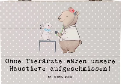 Produktbild von Mr. & Mrs. Panda Holzbox Tierarzt Helden 22 x 15 cm - Grau Pastell - Geschenk, Box, Berufe, fotobox, Routineuntersuchung, Berufsprodukte, Geschenkbox, Schatzkiste, Beruf