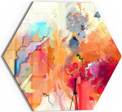 Produktbild von DEQORI Glasbild Echtglas 40x35 cm 'Farbenreiches Ölgemälde' Wandbild Bild modern Deko