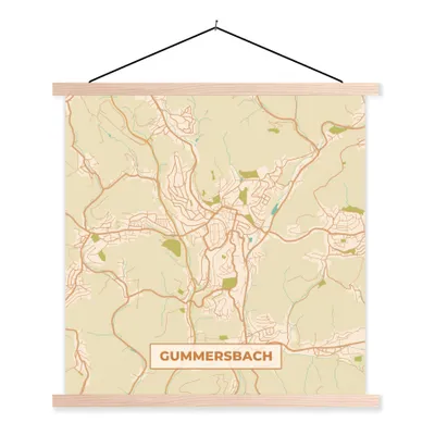 Produktbild von MuchoWow® Textilposter Karte - Gummersbach - Stadtplan - Vintage - Karte 60x60 cm mit holzfarbenen Rahmen - Wanddekoration