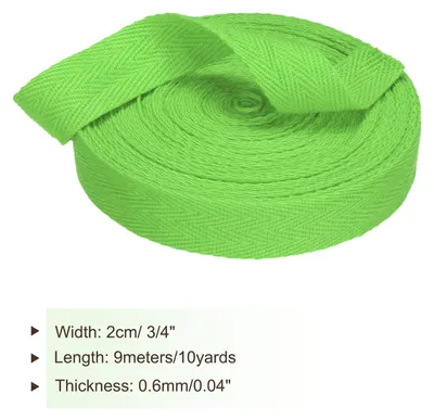 Produktbild von Baumwollband Baumwolle Gurtband 20mm x 9m, Schr?gband Baumwoll Nahtband K?perband Saumband Einfassband Stoffband Webband zum N?hen fš¹r DIY Basteln Stricken Verpackungen, Grš¹n