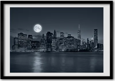 Produktbild von Bild - Bilderrahmen - 100 cm x 70 cm - MDF - Rahmen - Foto - Wandkunst New York bei Nacht