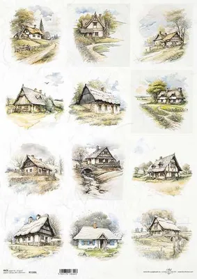Obrázok produktu pre Ryžový papier na dekupáž A3 ITD-1188L chaty, domy, pohľady