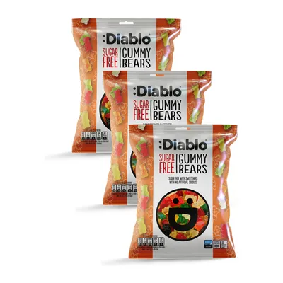 Produktbild von Diablo Gummibärchen zuckerfrei 75 g, Fruchtgummi Bären, 3er Pack