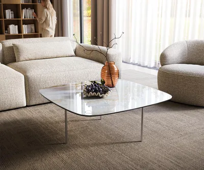 Produktbild von DELIFE Couchtisch Edge Boot 90x90 cm Keramik Onyx Pearl Trive Edelstahl gebürstet