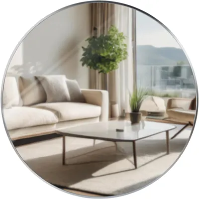 Produktbild von Wandspiegel Elsie - Runder Metallspiegel | Farbe: Silber | Abmessungen: 80x3x80 cm