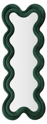 Obrázok produktu pre Nástenné zrkadlo Monica Wavy v zelenom zamate, 67 x 166 cm