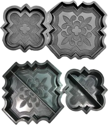 Produktbild von Schalungsformen / Kunststoff Formen Set: 4 Stück (2+2) französische Lilie "Orient" für Terrassen Platten