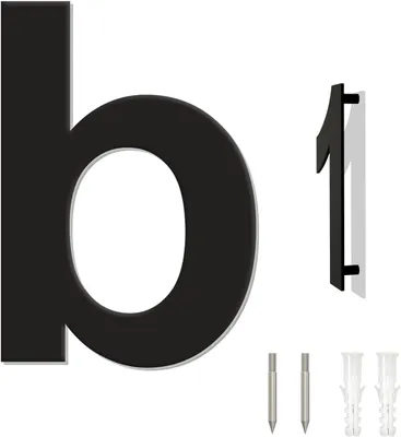 Produktbild von Hausnummer Edelstahl 203 mm, schwarz, gebürstet, für die Hauswand