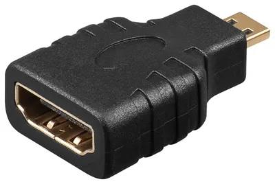 Immagine prodotto di Goobay 68842 Adattatore HDMI™, placcato oro, 1 pezzo in busta di plastica, nero - Presa HDMI™ (tipo A) > Microspina HDMI™ (tipo D)