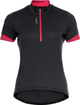 Produktbild von Odlo Women´s T-shirt 1/2 zip ESSENTIAL black paradise pink Größe S