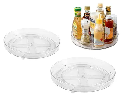 Productafbeelding van Kruidenrek met draaiplateau, keukenorganizer, 360 graden draaibaar kruidenrek, transparant (groot + klein)