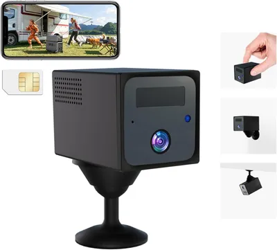 Image de Mini caméra - Sécurité portable - Surveillance domestique - 4G (sans Wi-Fi) - Batterie 5200 mAh - Noir