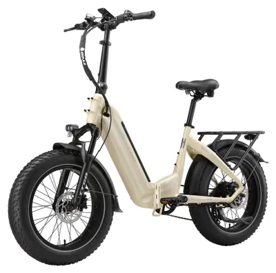 Productafbeelding van E-Bike F6 Boost - Fatbike - 51 cm banden - Uitneembare 48V-18Ah accu - 250W achtermotor - Hydraulische schijfremmen - Perlemoerbeige