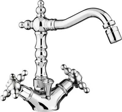 Produktbild von Jugendstil Retro Waschtisch / Waschbecken Armatur Silber H. 21 cm - Nostalgisches Bad Zubehör