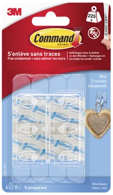 Produktbild von 3M Command Mini-Haken Kunststoff Größe: S transparent 6 Haken