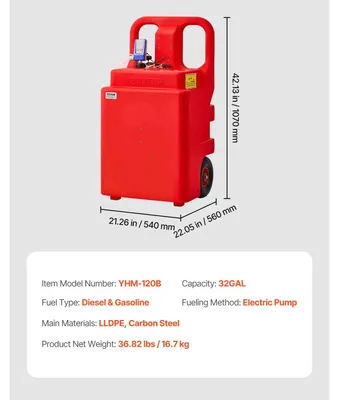 Obrázok produktu pre Palivová nádrž, objem 32 galónov, elektrické prečerpávacie čerpadlo, 32 galónov (120 l)