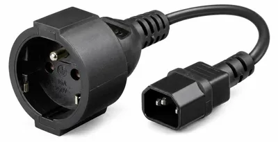 Produktbild von Stromkabel AC-Stecker auf C14 Typ E 0,15 m Adapter – Schutzkontakt