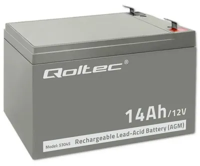 Produktbild von Qoltec AGM Batterie | 12V | 14Ah | Wartungsfrei | Effizient | LongLife | für USV, Sicherheit