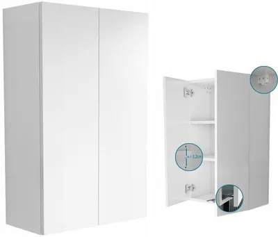 Zdjęcie produktu dla szafka łazienkowa 50 x 80cm wisząca do łazienki cała biała biały mat