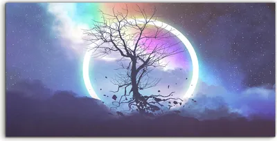 Produktbild von Coloray Canvas 140x70  Wandbild Leinwand Bilder Baum ohne Blätter Mond Landschaft