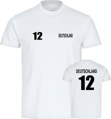 Produktbild von multifanshop Herren T-Shirt - Deutschland - Trikot Nummer 12, weiß, Größe L