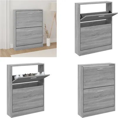 Obrázok produktu pre vidaXL Botník Grey Sonoma 59x17x81 cm Materiál na báze dreva - Regál na topánky - Police na topánky - Skriňa na topánky