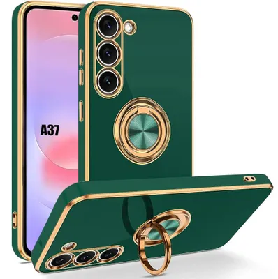 Image de Coque pour Samsung Galaxy A37 5G, Protection Silicone Vert Nuit Anti-Rayures avec Anneau Rotatif