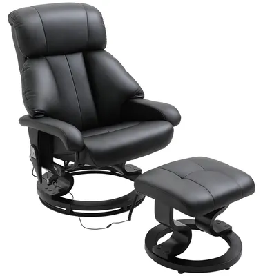 Productafbeelding van Massagestoel met voetensteun, 10 vibratiepunten, 145° verstelbare rugleuning, zwart