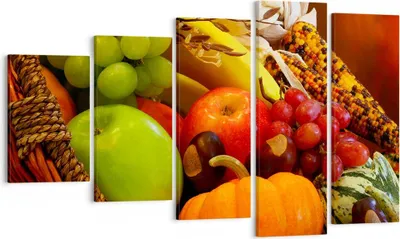 Produktbild von Bild auf Leinwand - Leinwandbild - Weidenkorb Obst Gemüse - 100x60cm - Wand Bild - Wanddeko - Leinwanddruck - Bilder - Kunstdruck - Wanddekoration - Leinwand bilder - Wandkunst - EG100x60-0406
