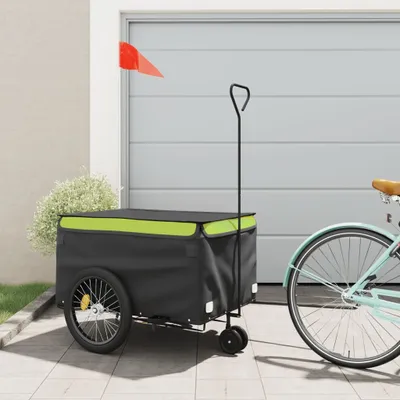 Productafbeelding van Maison Exclusive - Fietsaanhanger, zwart en groen, 45 kg, staal