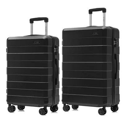 Produktbild von yonsly Premium Reisekoffer TSA-Schloss,YKK-Reißverschluss Hartschalen-Koffer Kabinenkoffer Rollkoffer Suitcase Handgepäck (Schwarz, L-XL-Set)