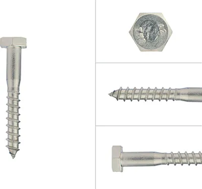 Immagine prodotto di Viti per legno a testa esagonale in acciaio inox A2 M10 x 70 mm - Per 100 pezzi