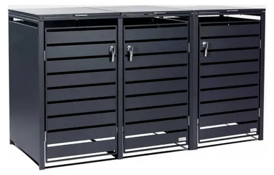 Produktbild von Mülltonnenbox für 3 Mülltonnen | 120-240 Liter | Anthrazit RAL 7016 | mit Erweiterungsmöglichkeit | Mülltonnenhäuschen, Mülleimerboxen, Aufbewahrungsbox für Mülltonnen