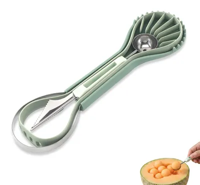 6-in-1 Melonenschneider-Set, Edelstahl/Kunststoff, grün