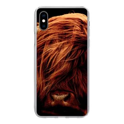 Produktbild von MuchoWow® Handyhülle Schutzhülle Hülle für iPhone Xs Schottischer Highlander - Kuh - Hörner - Porträt - Tiere Silikon Softcase Handy Hülle - Handytasche