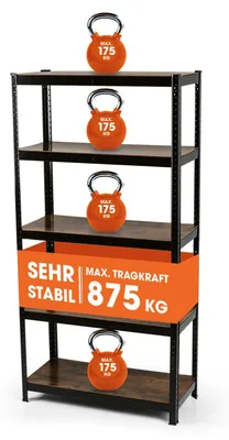 Productafbeelding van EASYmaxx Standaardrek, industrieel design, 180x90x40 cm | Boekenrek met een draagvermogen van 875 kg