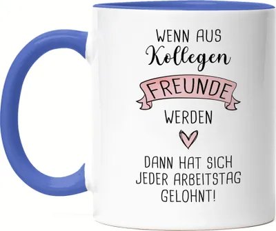 Produktbild von Wenn Aus Kollegen Freunde Werden Tasse Blau Lieblingskollegin Arbeit Büro-Tasse Kollegin Geschenk