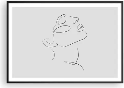 Produktbild von Gerahmtes Poster - Schwarzer Rahmen - Stück Linear Gesicht - 100x70 cm - Wand Bild - Wanddeko - Wandbilder - Kunstposter - Wandposter - Bilderrahmen - Bilder - Kunstdruck - P2BAA100x70-4823