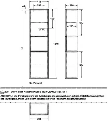 Produktbild von Villeroy & Boch G470HBGN Hochschrank Finion G47 418x1516x270mm