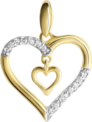 Produktbild von V Anhänger 925/- Sterling Silber 2,0cm gelb Zirkonia 358240979