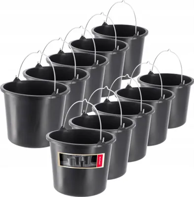 Image de Seaux en plastique - Seaux de chantier/seaux à mortier - 5 litres - Lot de 10 - Bon marché