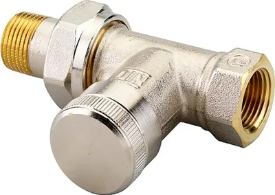 Image de Raccord de retour Danfoss RLV 10 R 3/8, passage direct, nickelé, 1 pièce.